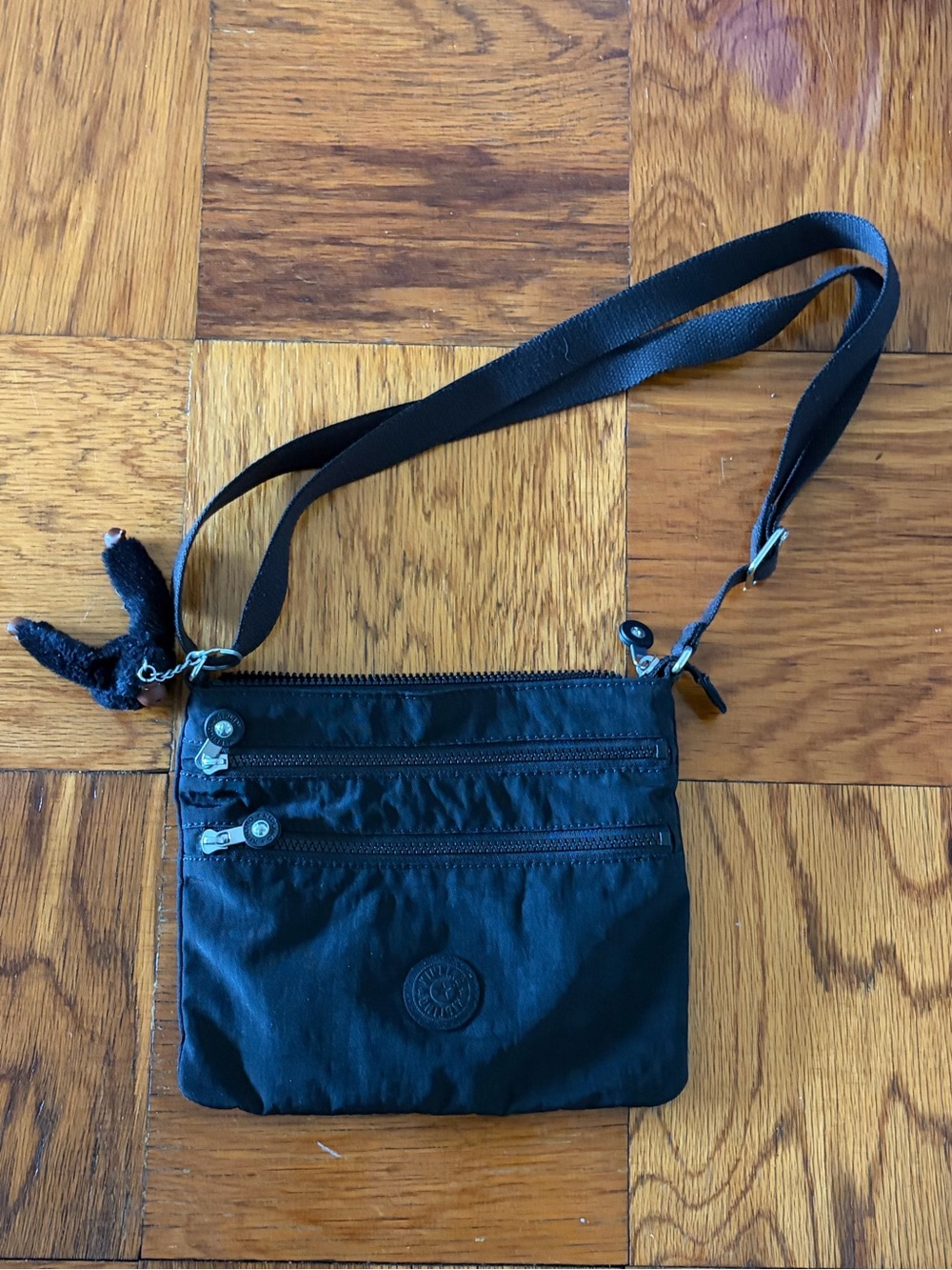 Kipling Small Black Nylon Crossbody Bag with Logo Tag